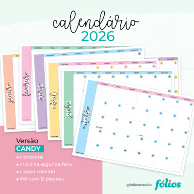 Calendário Candy 2026 - A4 Horizontal